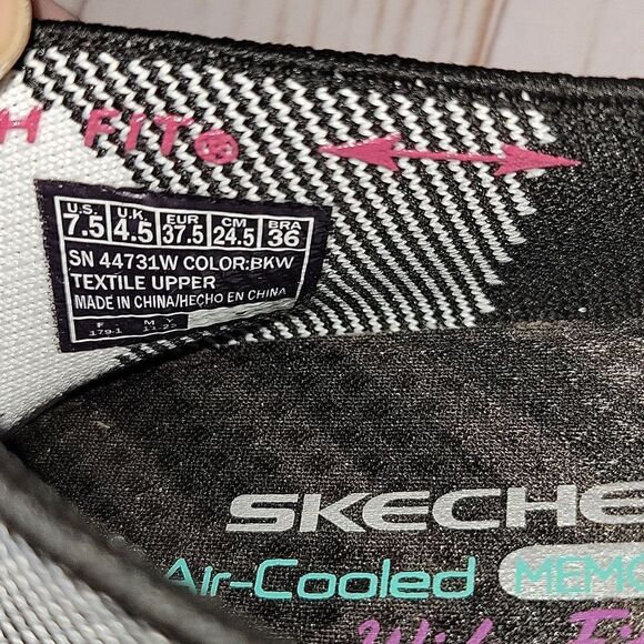 SKECHERS CLEO-SHERLOCK Women’s Slip On WIDE FIT Ballet Flats Black White Sz 7.5 - Picture 9 of 10